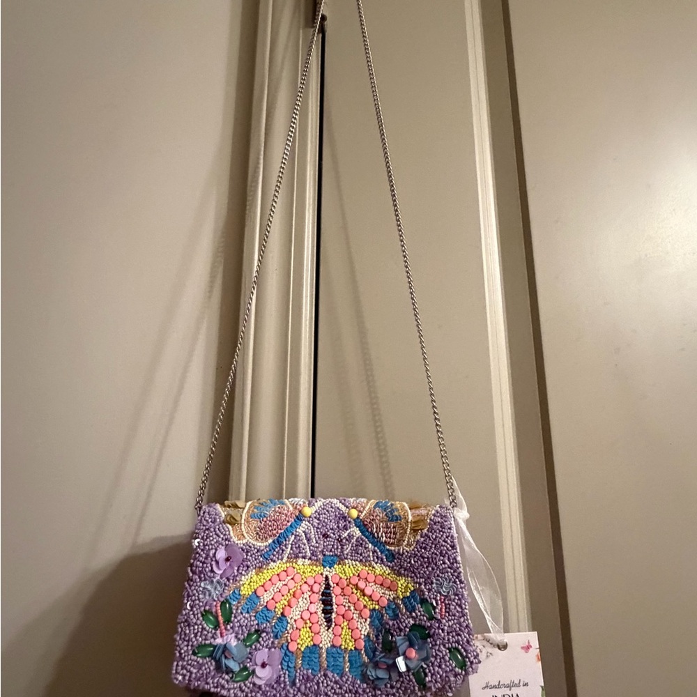 Embellished Purple Butterfly Women's Bag - Picture 3 of 6